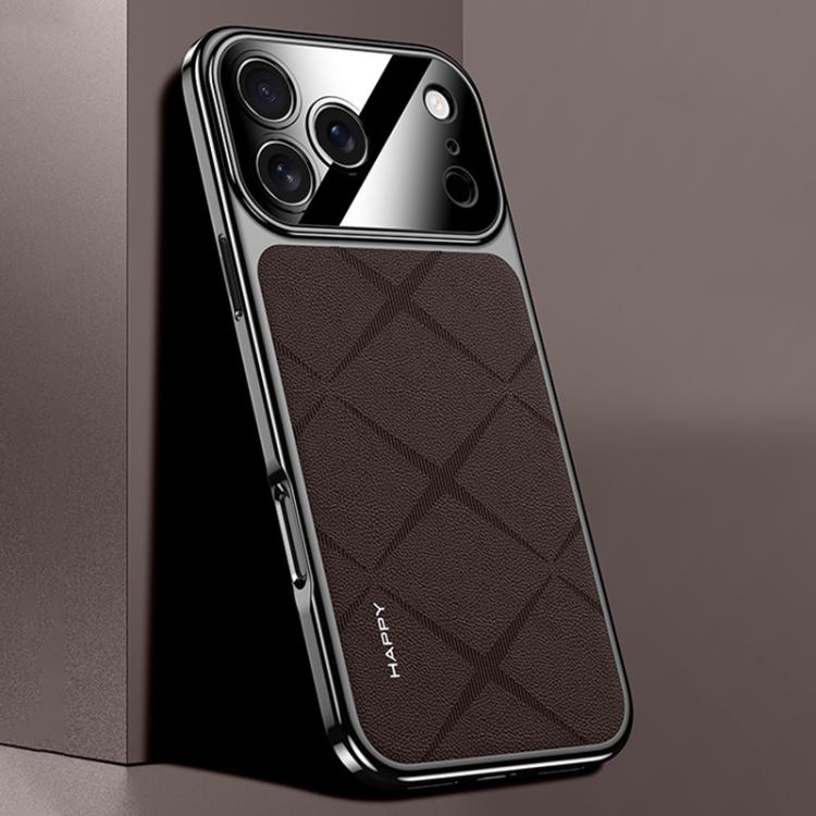 For iPhone 17 Pro Plain Leather PC Phone Case