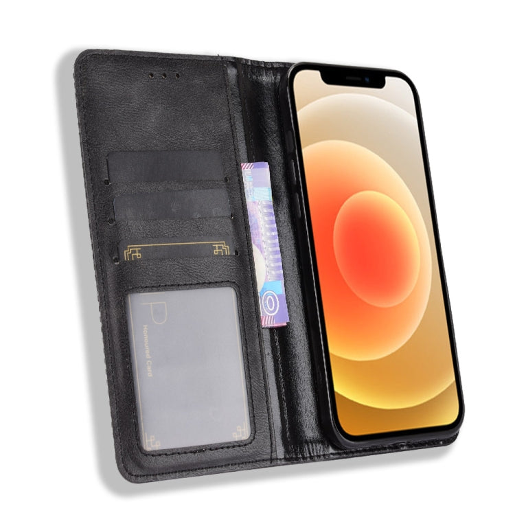 For iPhone 12 mini Magnetic Buckle Retro Pattern Horizontal Flip Leather Case with Holder & Card Slot & Wallet