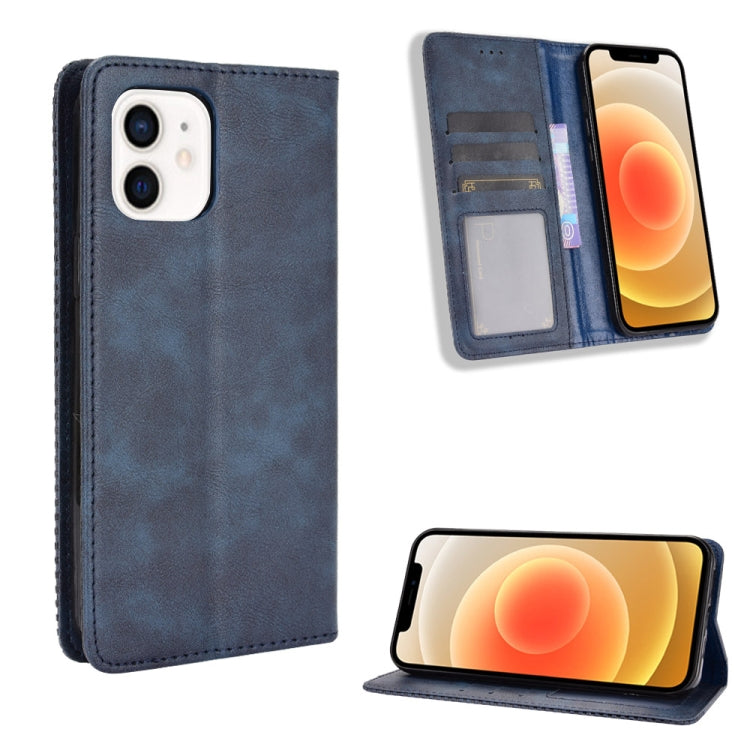 For iPhone 12 mini Magnetic Buckle Retro Pattern Horizontal Flip Leather Case with Holder & Card Slot & Wallet