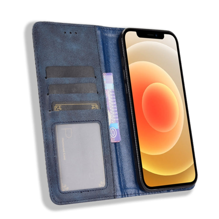 For iPhone 12 mini Magnetic Buckle Retro Pattern Horizontal Flip Leather Case with Holder & Card Slot & Wallet