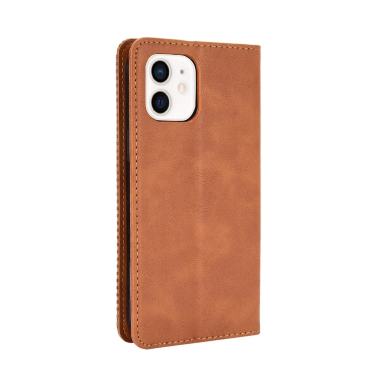For iPhone 12 mini Magnetic Buckle Retro Pattern Horizontal Flip Leather Case with Holder & Card Slot & Wallet