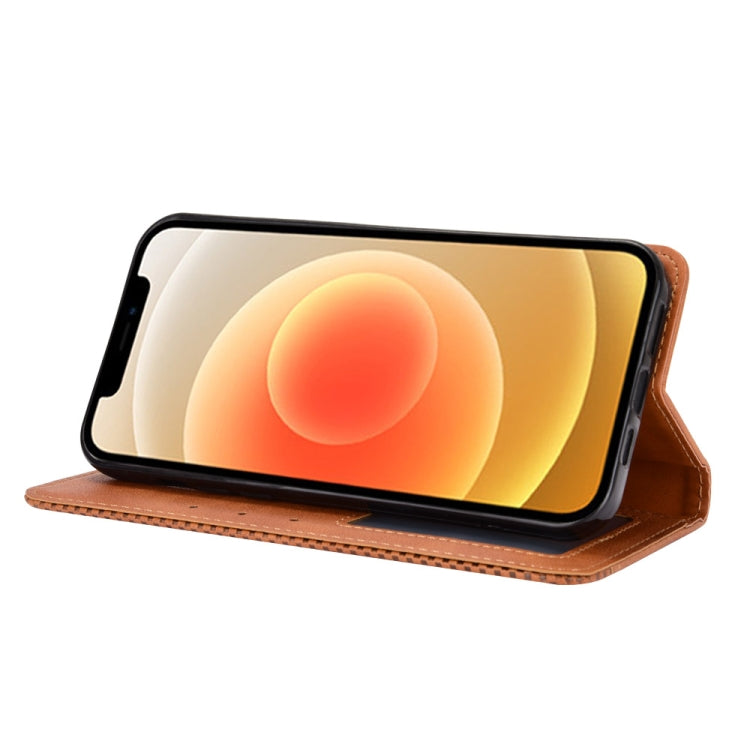 For iPhone 12 mini Magnetic Buckle Retro Pattern Horizontal Flip Leather Case with Holder & Card Slot & Wallet