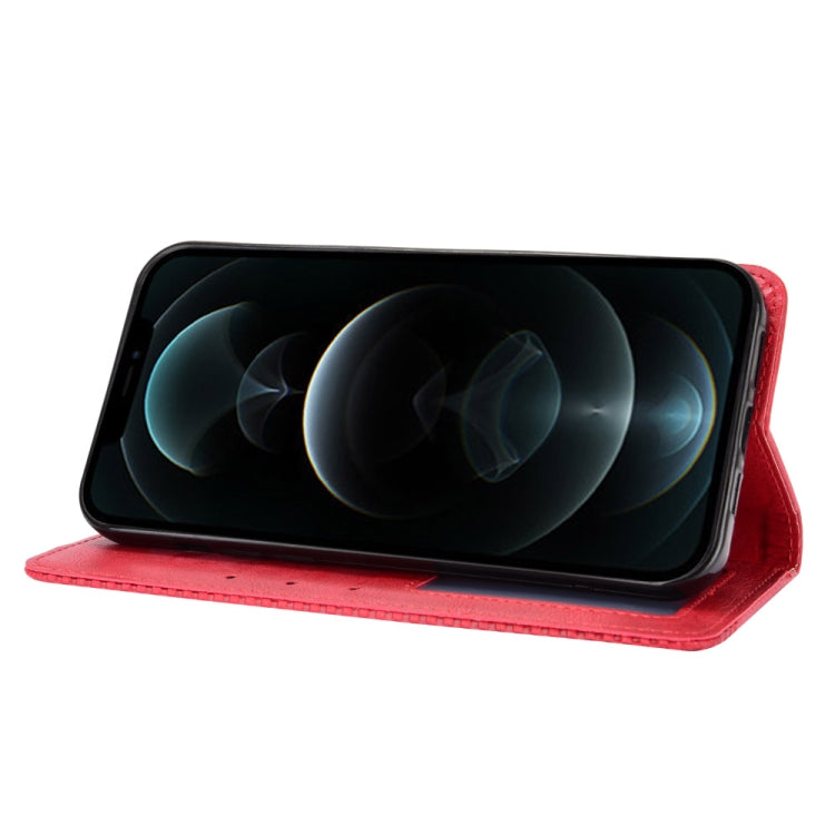 For iPhone 12 Pro Max Magnetic Buckle Retro Pattern Horizontal Flip Leather Case with Holder & Card Slot & Wallet