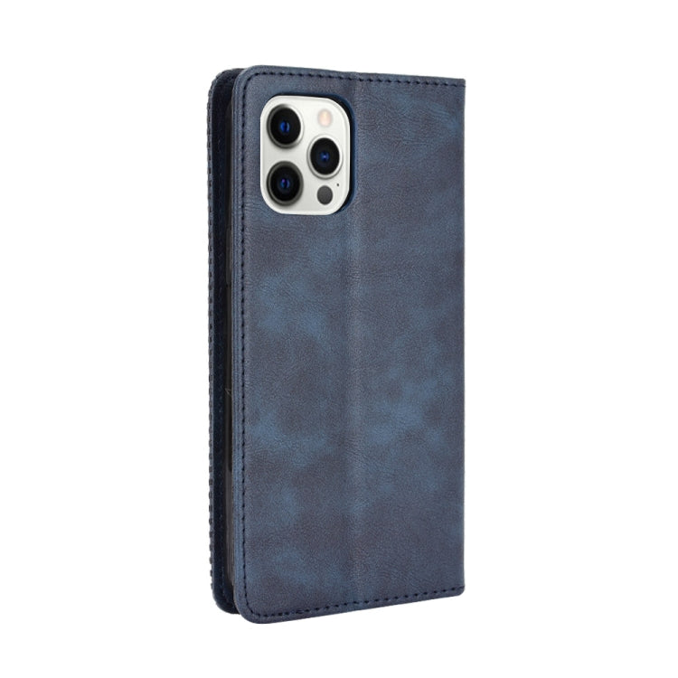 For iPhone 12 Pro Max Magnetic Buckle Retro Pattern Horizontal Flip Leather Case with Holder & Card Slot & Wallet