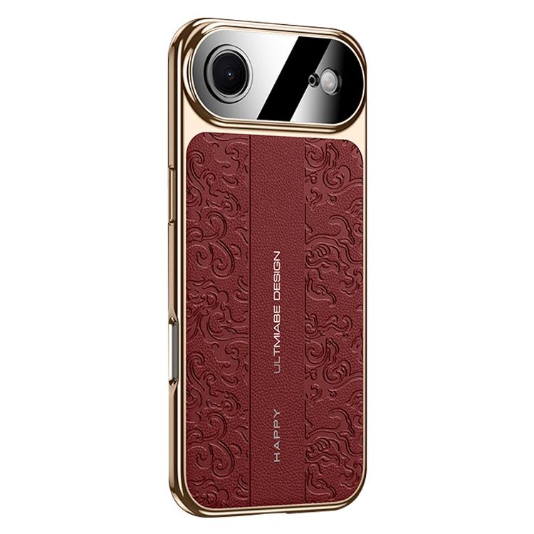 For iPhone Air Cloud Dragon Pattern Plain Leather PC Phone Case