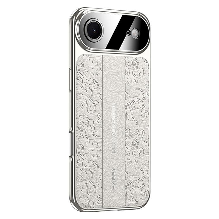 For iPhone Air Cloud Dragon Pattern Plain Leather PC Phone Case