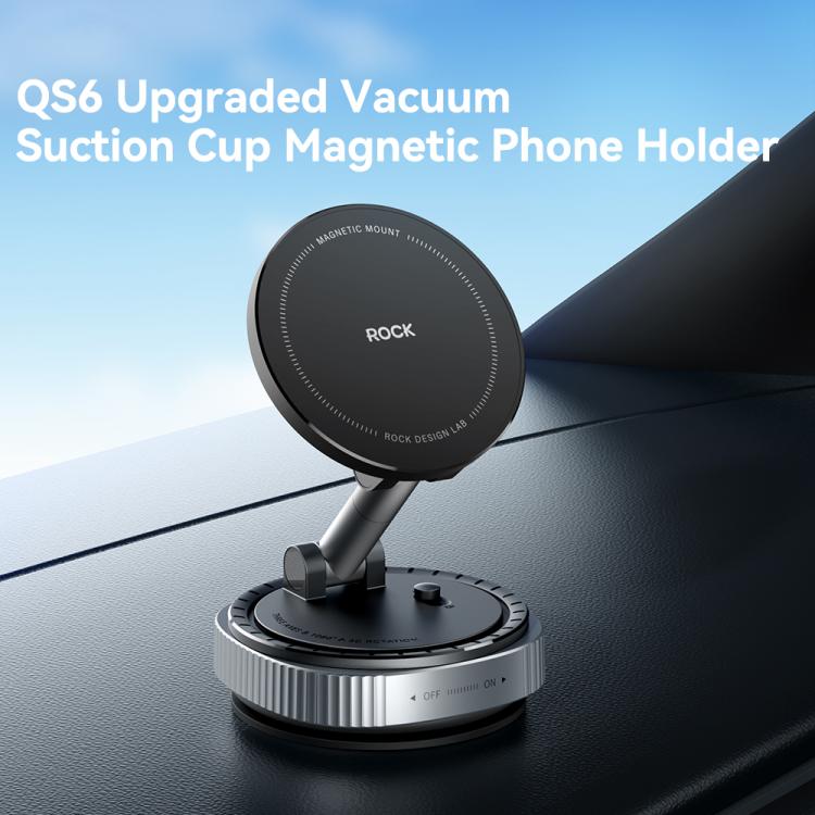 ROCK QS6 Upgraded Vacuum Suction Cup Magnetic Phone Car Holder - Black