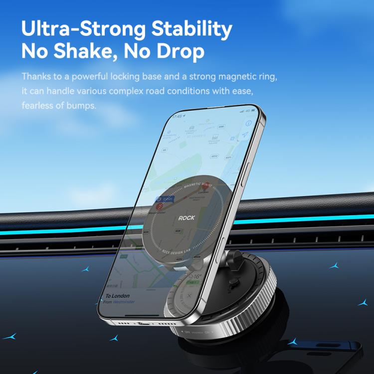 ROCK QS6 Upgraded Vacuum Suction Cup Magnetic Phone Car Holder - Black