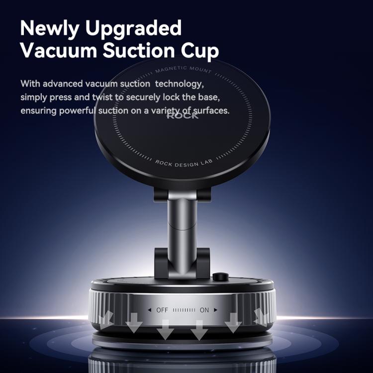 ROCK QS6 Upgraded Vacuum Suction Cup Magnetic Phone Car Holder - Black