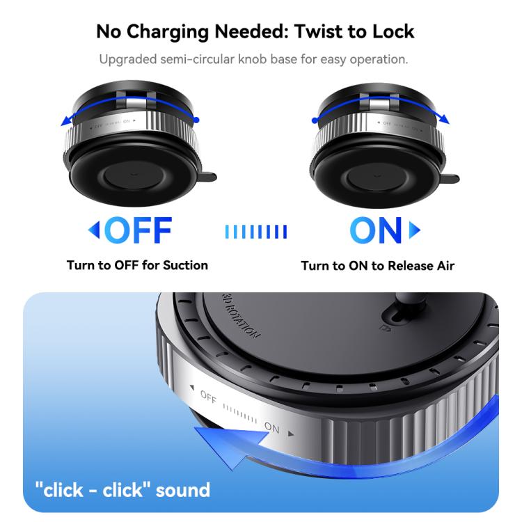 ROCK QS6 Upgraded Vacuum Suction Cup Magnetic Phone Car Holder - Black