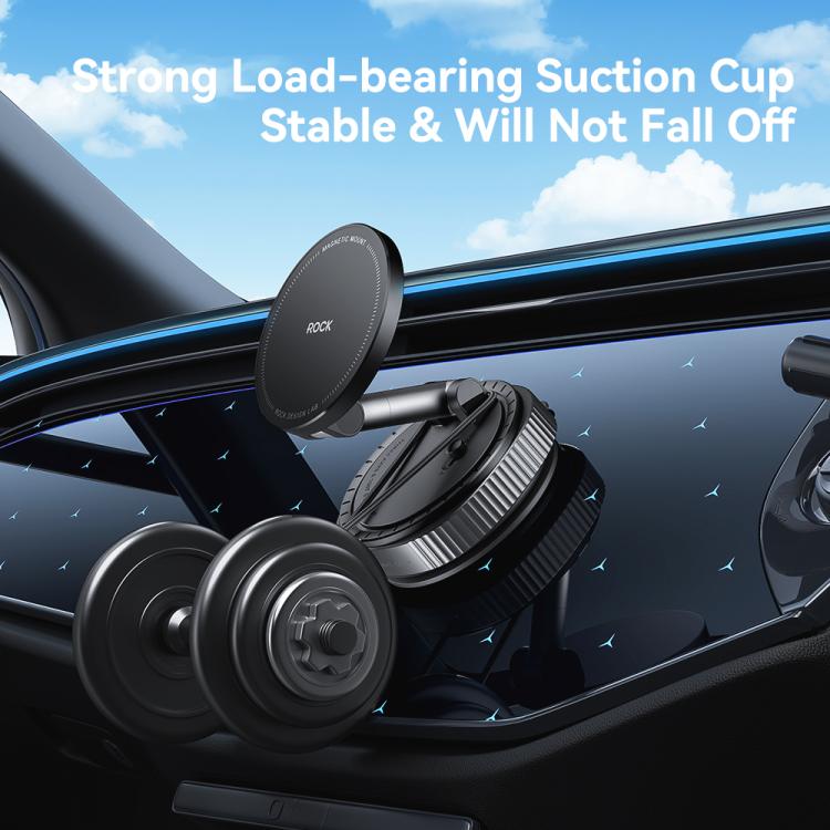 ROCK QS6 Upgraded Vacuum Suction Cup Magnetic Phone Car Holder - Black