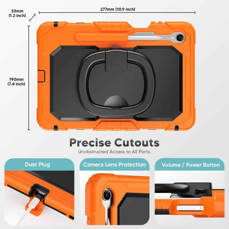 For Samsung Galaxy Tab S11 D Type Silicone Hybrid PC Tablet Case with Handle Holder