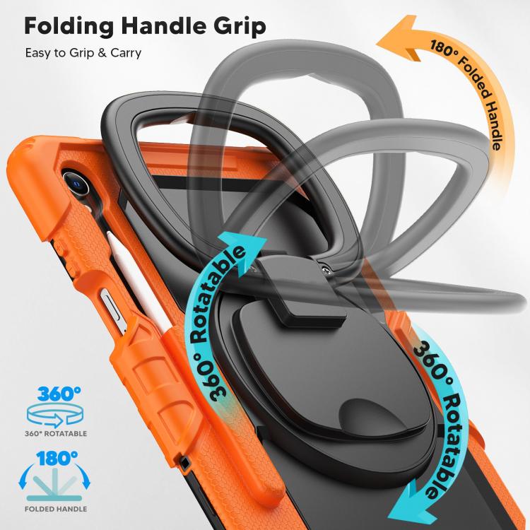 For Samsung Galaxy Tab S11 D Type Silicone Hybrid PC Tablet Case with Handle Holder