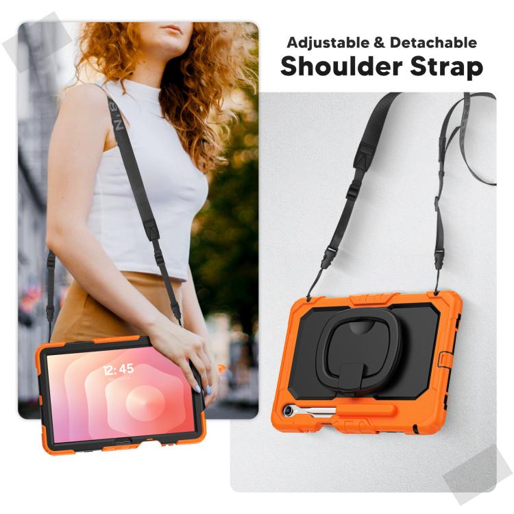 For Samsung Galaxy Tab S11 D Type Silicone Hybrid PC Tablet Case with Handle Holder