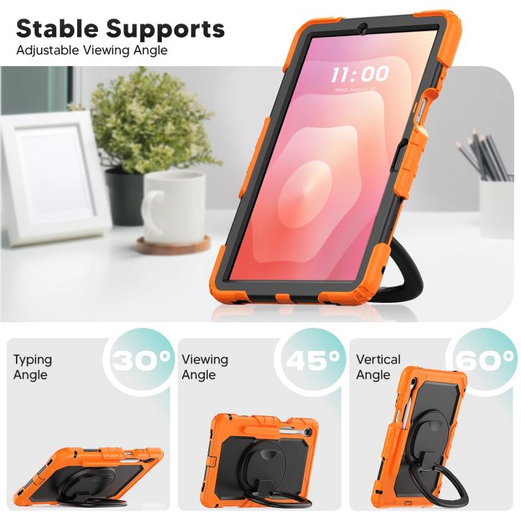For Samsung Galaxy Tab S11 D Type Silicone Hybrid PC Tablet Case with Handle Holder