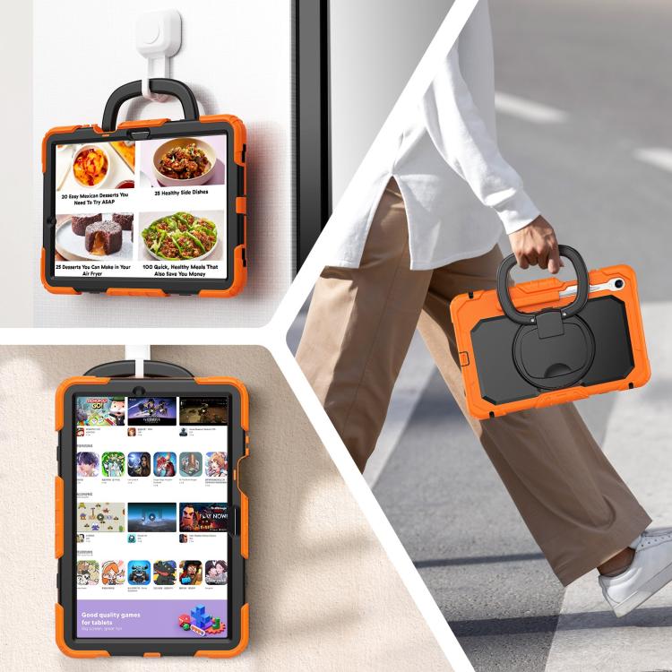 For Samsung Galaxy Tab S11 D Type Silicone Hybrid PC Tablet Case with Handle Holder