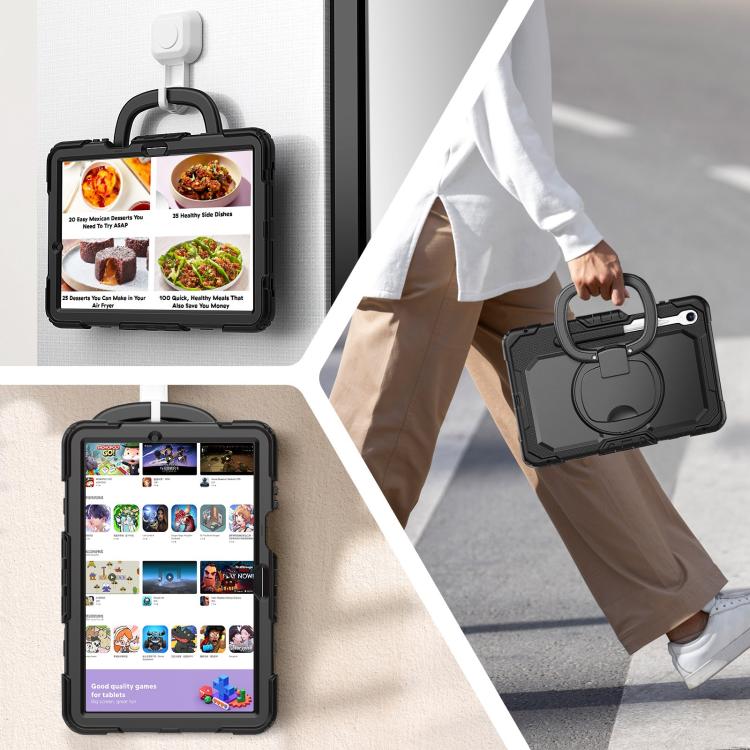 For Samsung Galaxy Tab S11 D Type Silicone Hybrid PC Tablet Case with Handle Holder