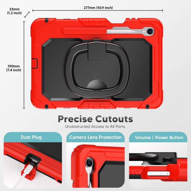 For Samsung Galaxy Tab S11 D Type Silicone Hybrid PC Tablet Case with Handle Holder