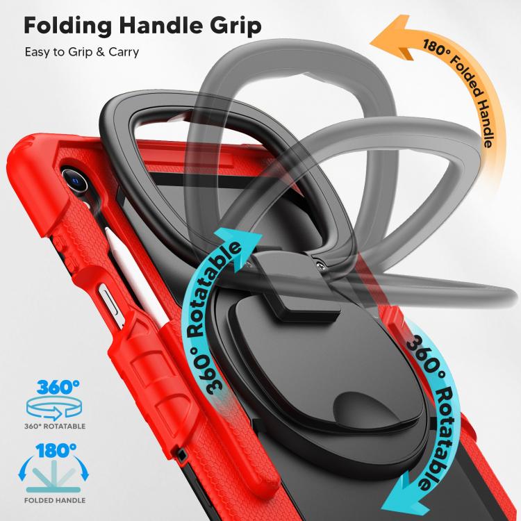 For Samsung Galaxy Tab S11 D Type Silicone Hybrid PC Tablet Case with Handle Holder