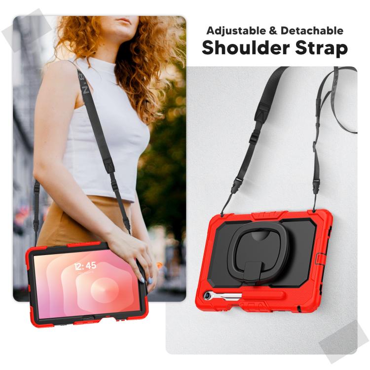 For Samsung Galaxy Tab S11 D Type Silicone Hybrid PC Tablet Case with Handle Holder