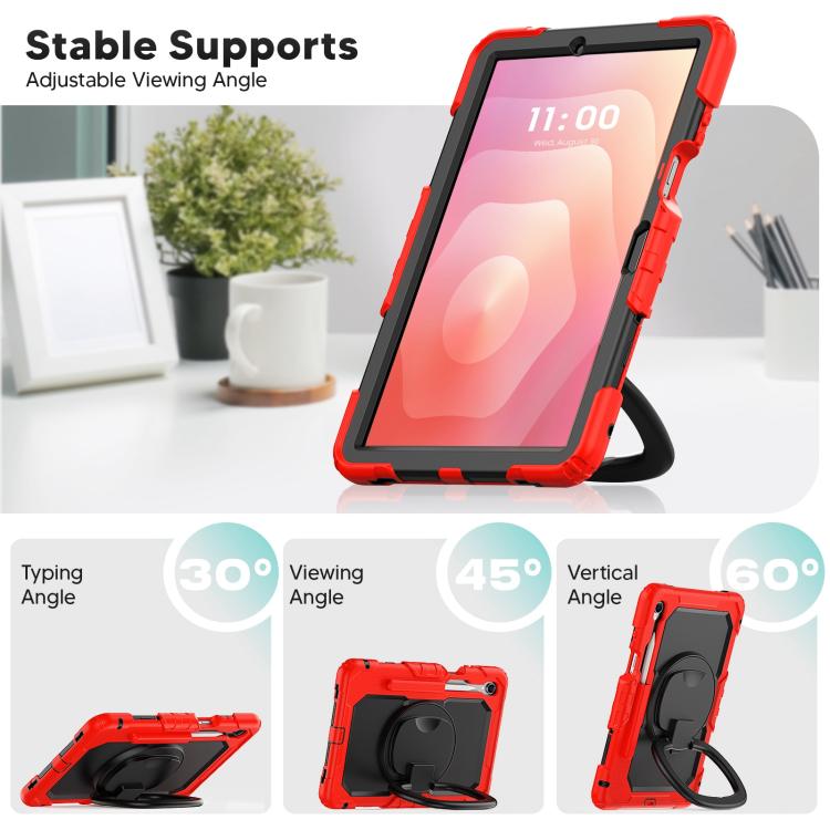 For Samsung Galaxy Tab S11 D Type Silicone Hybrid PC Tablet Case with Handle Holder