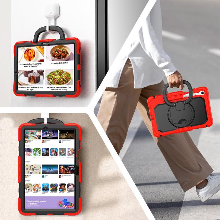 For Samsung Galaxy Tab S11 D Type Silicone Hybrid PC Tablet Case with Handle Holder