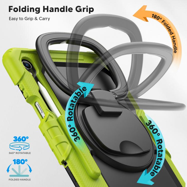 For Samsung Galaxy Tab S11 D Type Silicone Hybrid PC Tablet Case with Handle Holder