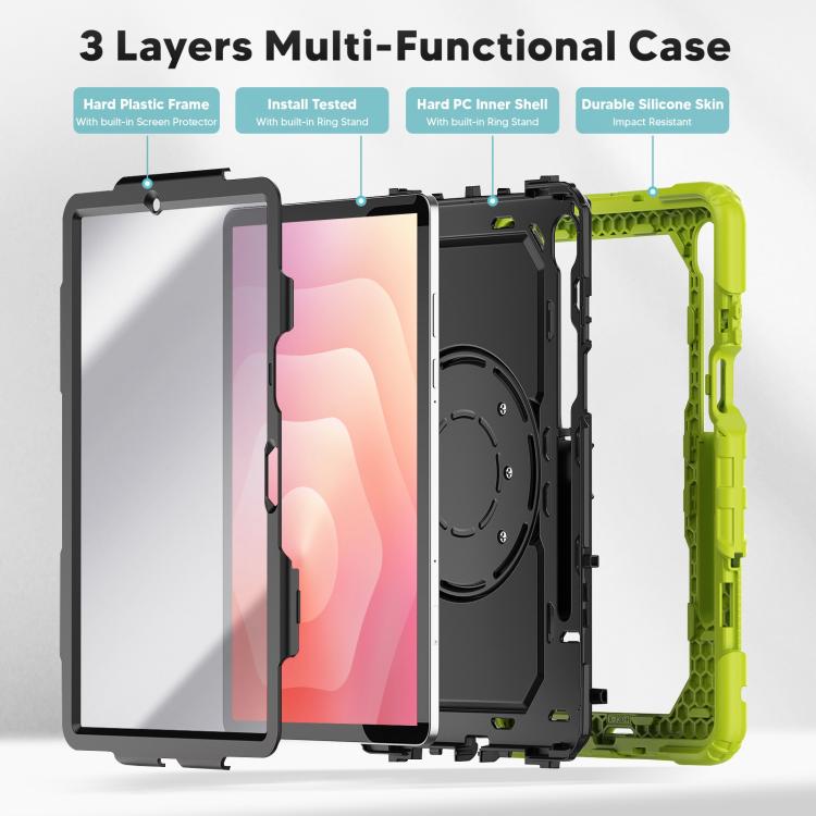 For Samsung Galaxy Tab S11 D Type Silicone Hybrid PC Tablet Case with Handle Holder