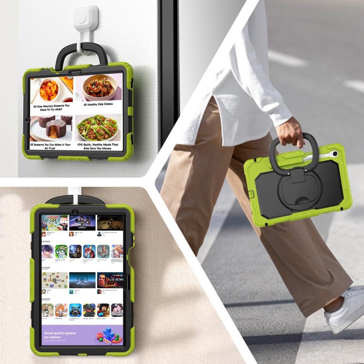 For Samsung Galaxy Tab S11 D Type Silicone Hybrid PC Tablet Case with Handle Holder