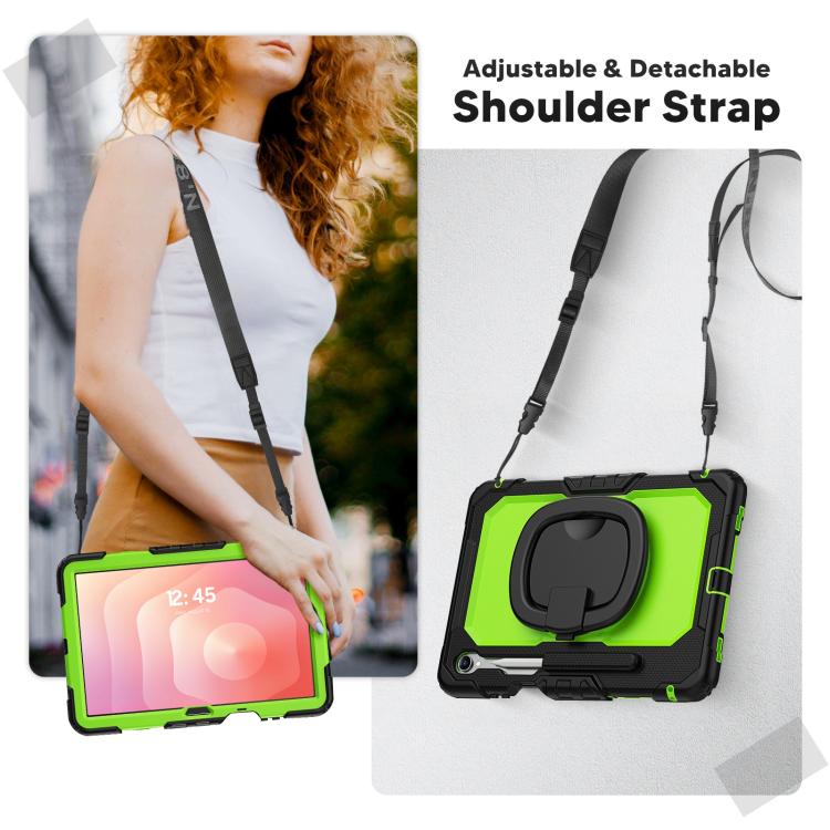 For Samsung Galaxy Tab S11 D Type Silicone Hybrid PC Tablet Case with Handle Holder