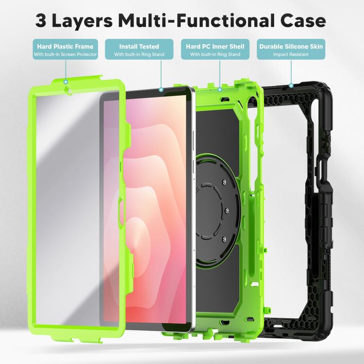 For Samsung Galaxy Tab S11 D Type Silicone Hybrid PC Tablet Case with Handle Holder