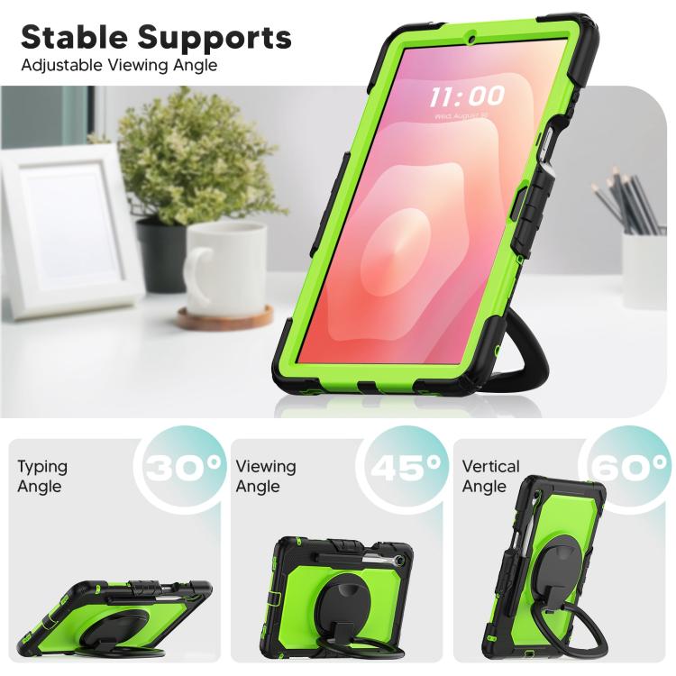 For Samsung Galaxy Tab S11 D Type Silicone Hybrid PC Tablet Case with Handle Holder