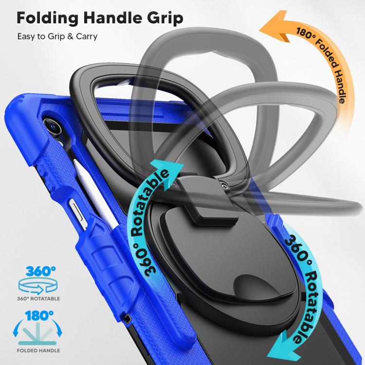 For Samsung Galaxy Tab S11 D Type Silicone Hybrid PC Tablet Case with Handle Holder