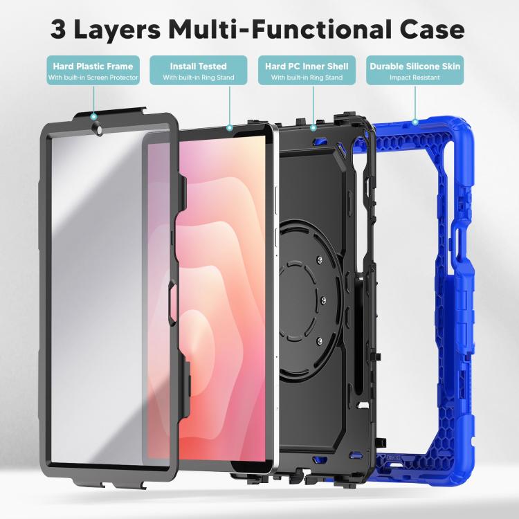 For Samsung Galaxy Tab S11 D Type Silicone Hybrid PC Tablet Case with Handle Holder