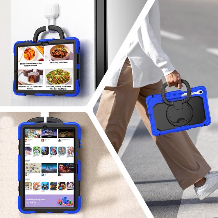 For Samsung Galaxy Tab S11 D Type Silicone Hybrid PC Tablet Case with Handle Holder
