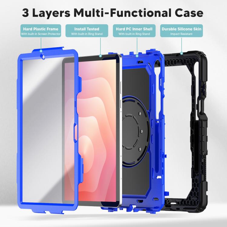 For Samsung Galaxy Tab S11 D Type Silicone Hybrid PC Tablet Case with Handle Holder