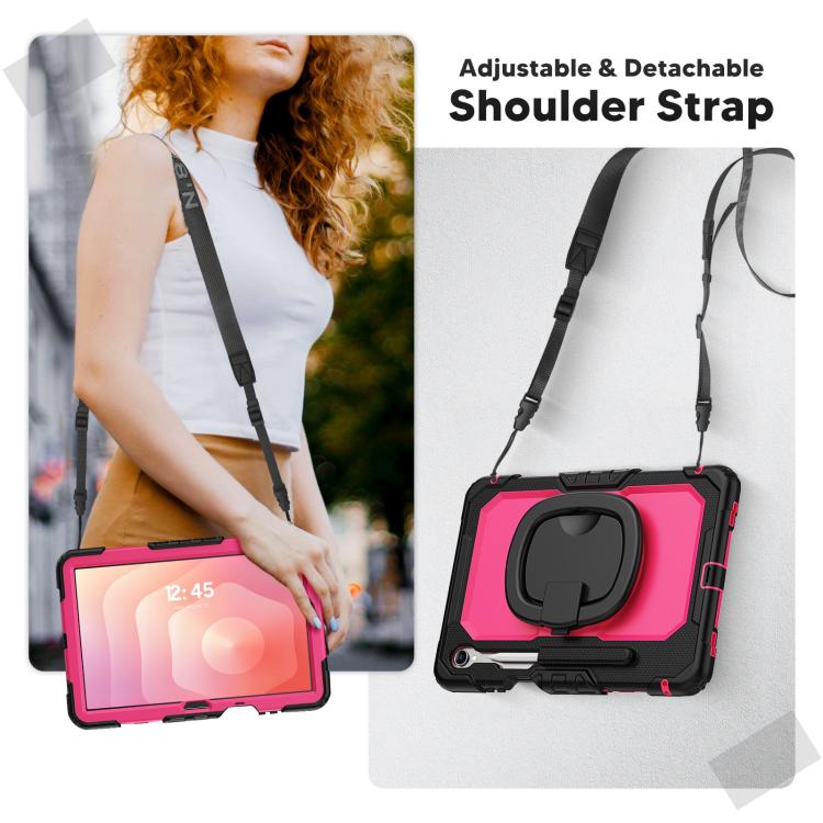 For Samsung Galaxy Tab S11 D Type Silicone Hybrid PC Tablet Case with Handle Holder