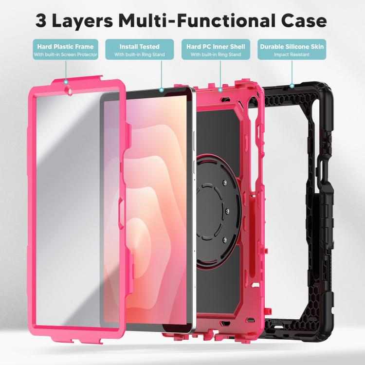 For Samsung Galaxy Tab S11 D Type Silicone Hybrid PC Tablet Case with Handle Holder