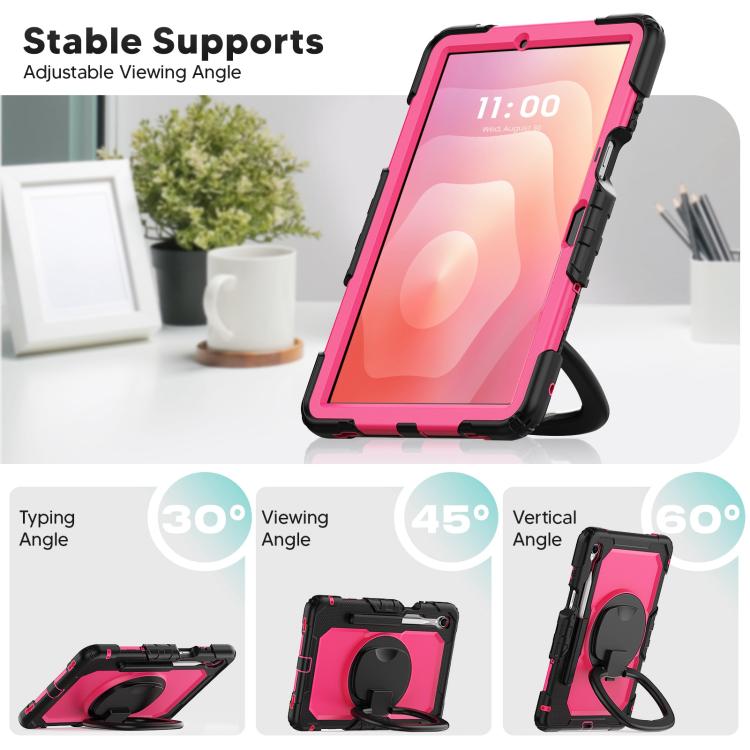 For Samsung Galaxy Tab S11 D Type Silicone Hybrid PC Tablet Case with Handle Holder