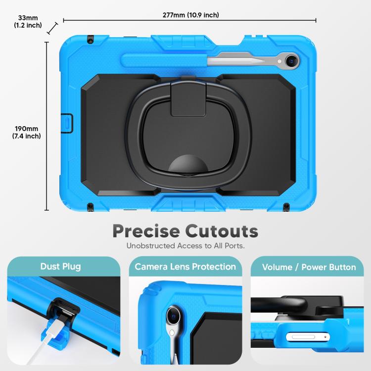For Samsung Galaxy Tab S11 D Type Silicone Hybrid PC Tablet Case with Handle Holder
