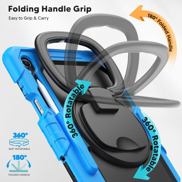 For Samsung Galaxy Tab S11 D Type Silicone Hybrid PC Tablet Case with Handle Holder