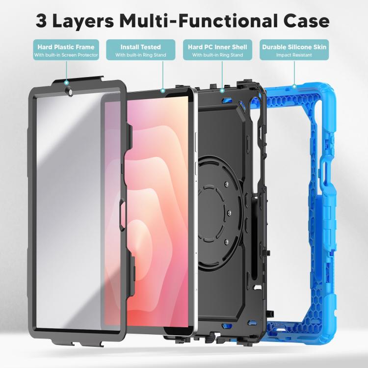For Samsung Galaxy Tab S11 D Type Silicone Hybrid PC Tablet Case with Handle Holder