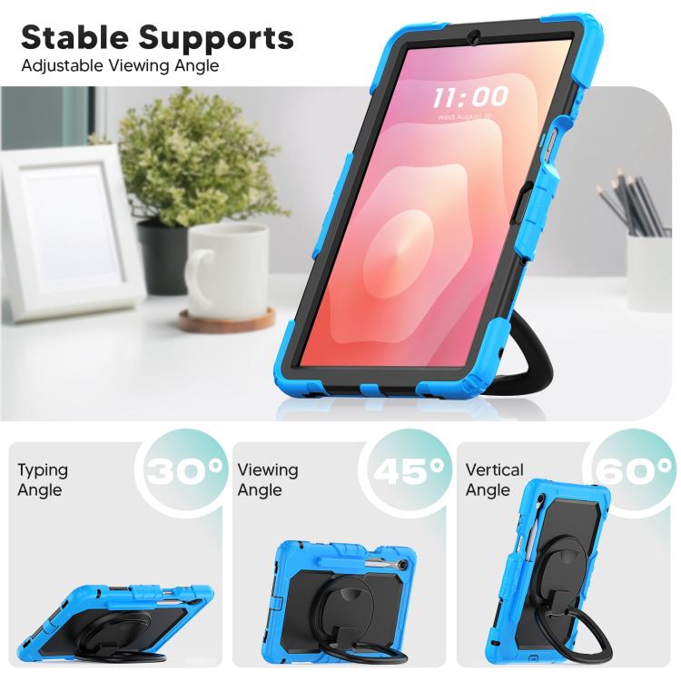 For Samsung Galaxy Tab S11 D Type Silicone Hybrid PC Tablet Case with Handle Holder
