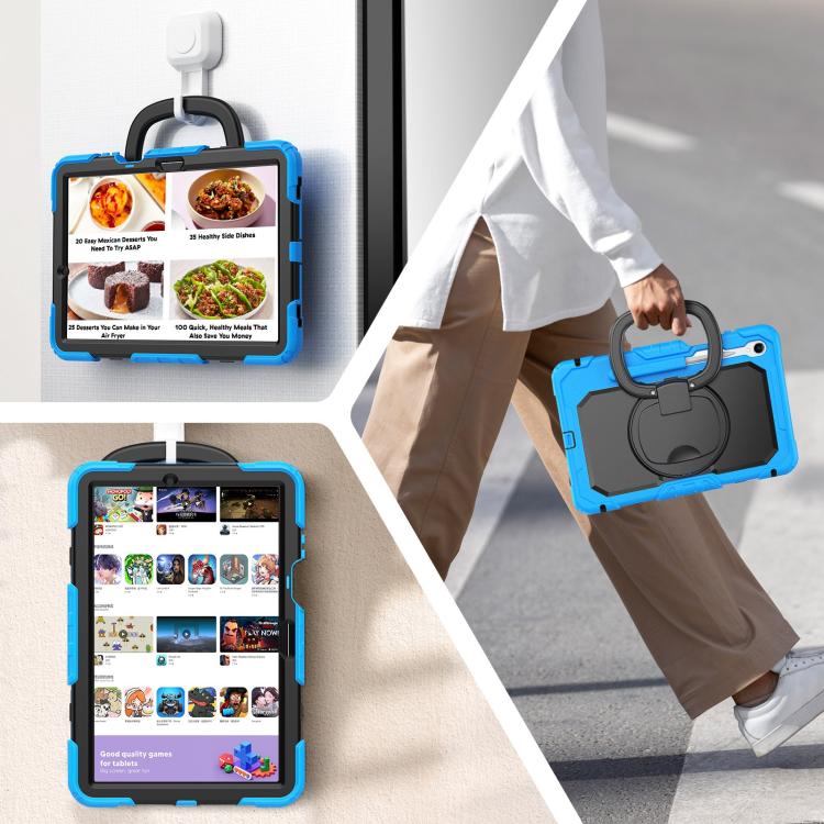For Samsung Galaxy Tab S11 D Type Silicone Hybrid PC Tablet Case with Handle Holder
