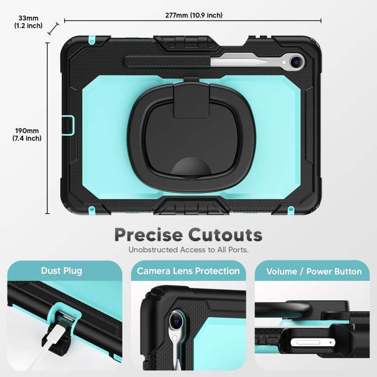 For Samsung Galaxy Tab S11 D Type Silicone Hybrid PC Tablet Case with Handle Holder
