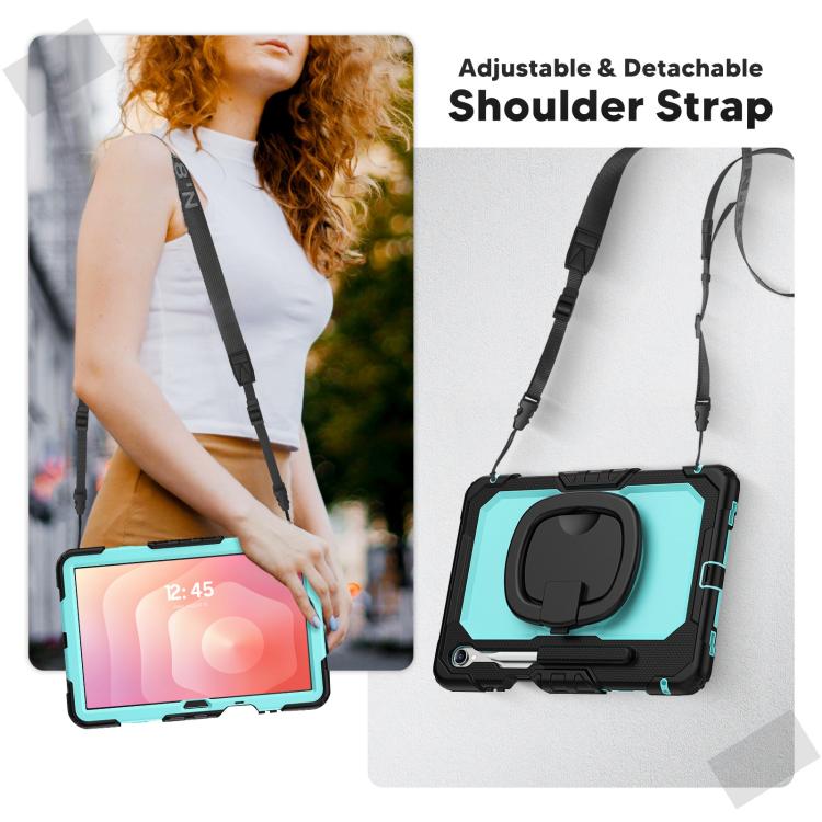 For Samsung Galaxy Tab S11 D Type Silicone Hybrid PC Tablet Case with Handle Holder