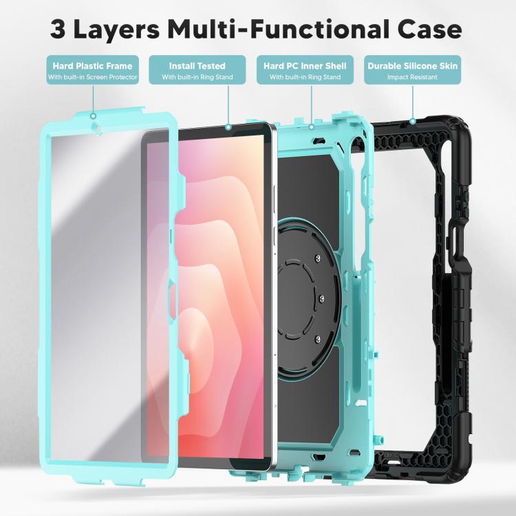 For Samsung Galaxy Tab S11 D Type Silicone Hybrid PC Tablet Case with Handle Holder