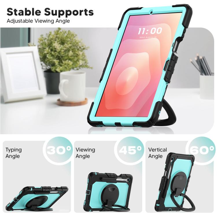For Samsung Galaxy Tab S11 D Type Silicone Hybrid PC Tablet Case with Handle Holder