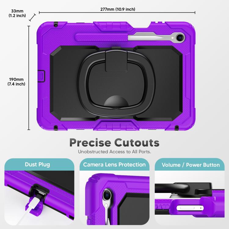 For Samsung Galaxy Tab S11 D Type Silicone Hybrid PC Tablet Case with Handle Holder