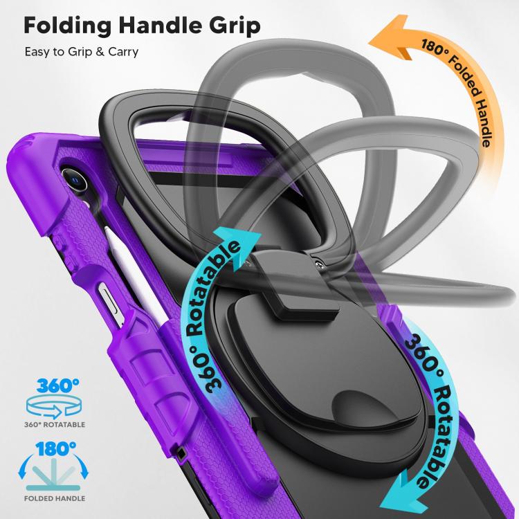 For Samsung Galaxy Tab S11 D Type Silicone Hybrid PC Tablet Case with Handle Holder
